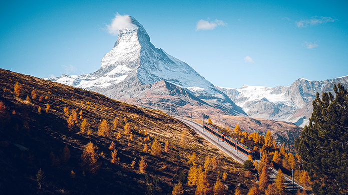 Vue automnale sur le Cervin © Gornergratbahn