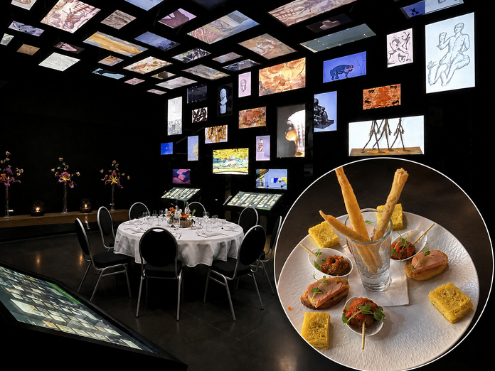Pour ce dîner privé à Lascaux IV, la table a été dressée dans la Galerie de l’Imaginaire - Photos : PB, composition générée par IA