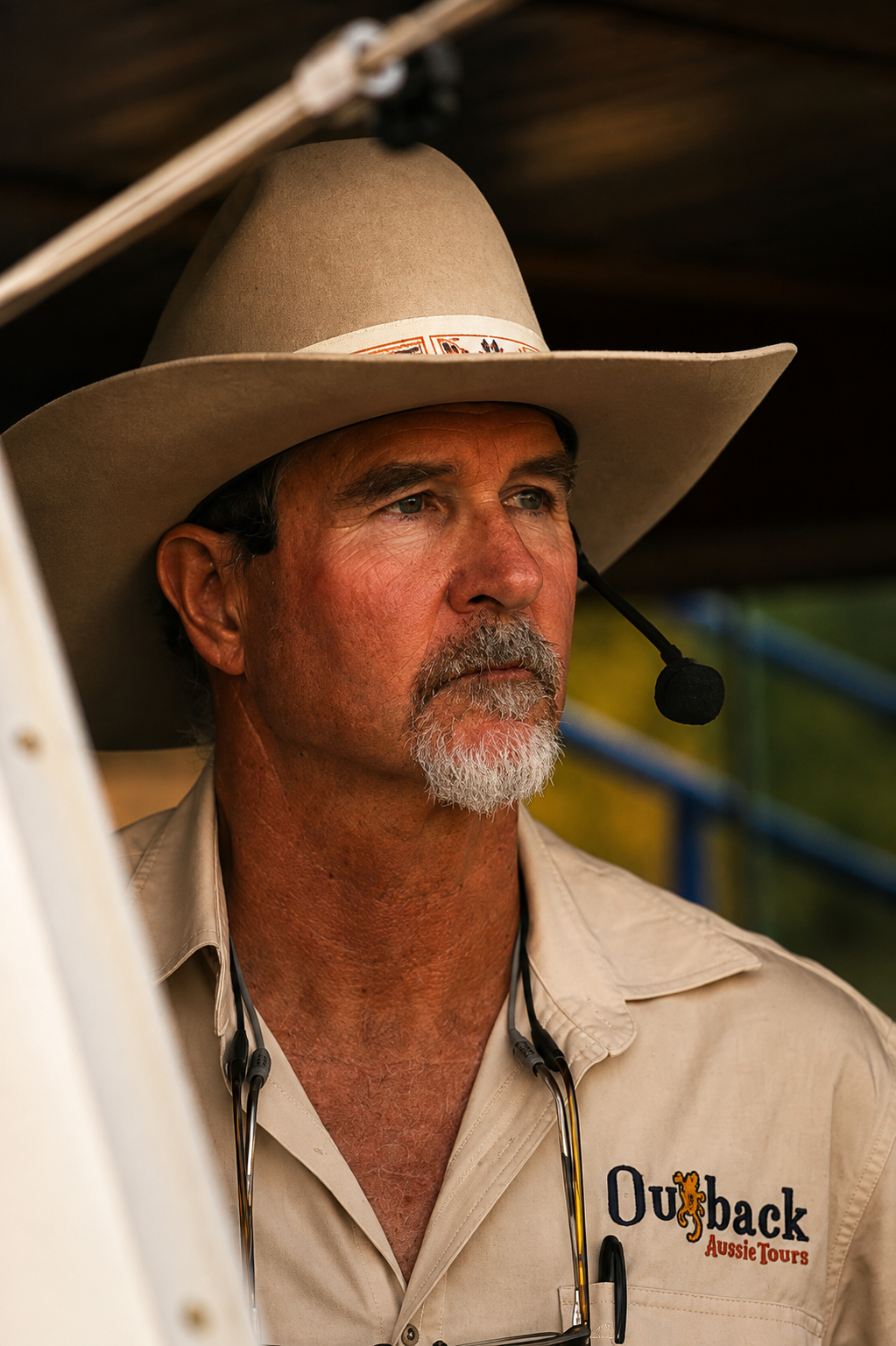 Mick Clarke à la barre, sur la Thomson River au couchant, Longreach. Photo : © Sébastien Cros / WeTravelAustralia™ Mick Clarke à la barre, sur la Thomson River au couchant, Longreach. Photo : © Sébastien Cros / WeTravelAustralia™
